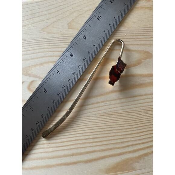 Gold-Tone Metal Owl Bookmark With Red & Purple Enamel Design - Picture 4 of 4